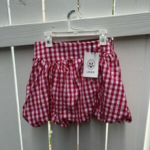 Cider Red and White Checkered Skirt